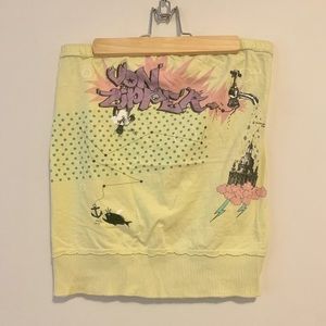 Von Zipper Graffiti Tube Top Y2K Skater Pastel Yellow Women Sz Small